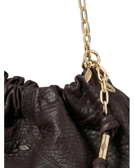 Ba&sh Black Junetote Chain-Link Leather Shoulder Bag