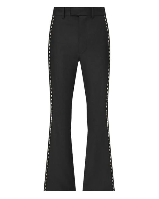 Amiri Black Crystal-Trim Creased Flared Trousers for men