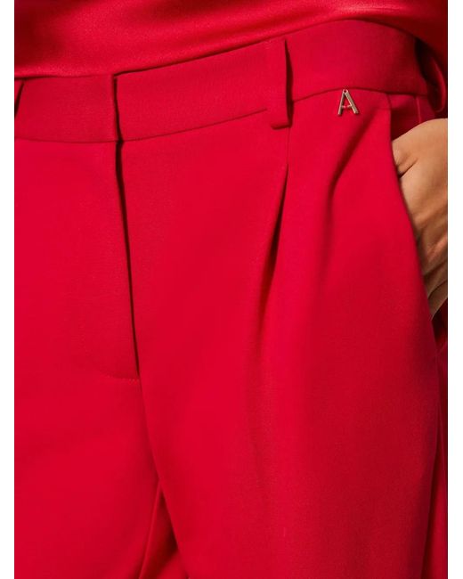 Twinset Red Slits Cigarette Trousers