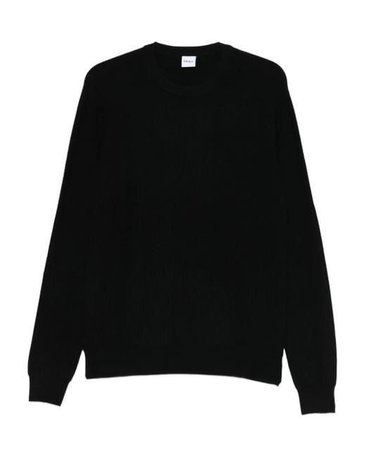 Aspesi Black Ribbed Crew-Neck Sweater for men