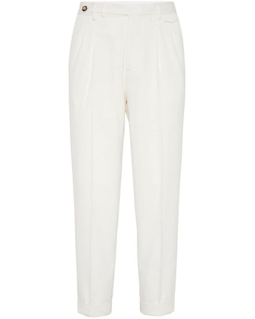 Pantaloni affusolati a vita alta di Brunello Cucinelli in White da Uomo