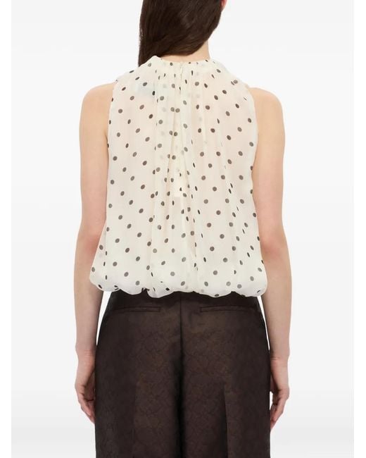 MSGM White Polka Dot Sleeveless Blouse