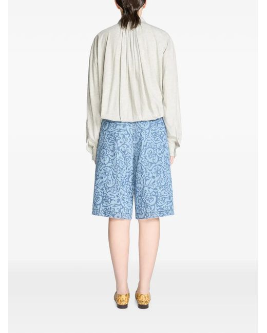 Dries Van Noten Blue Belted Denim Shorts