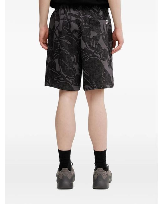 Aape By A Bathing Ape Black Graphic-Print Logo-Print Shorts for men