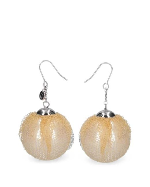 Undercover White Resin Pearl And Tulle Earrings