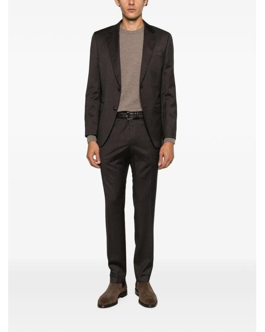 Boss Brown Micro-Patterned Two-Piece Suit for men