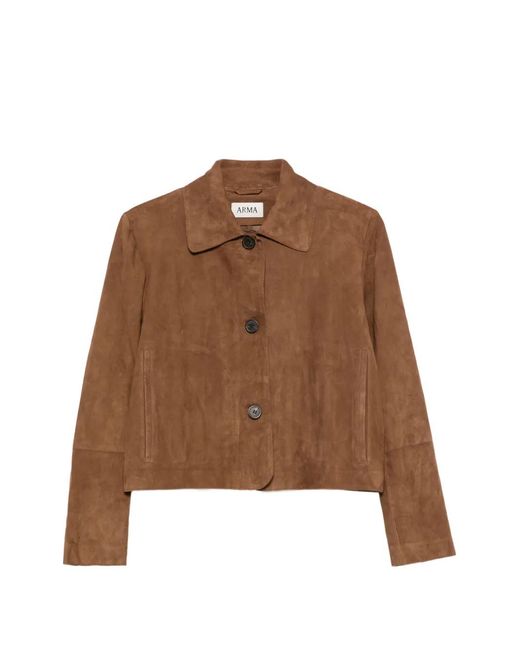 Arma Brown Suede Button-Front Jacket