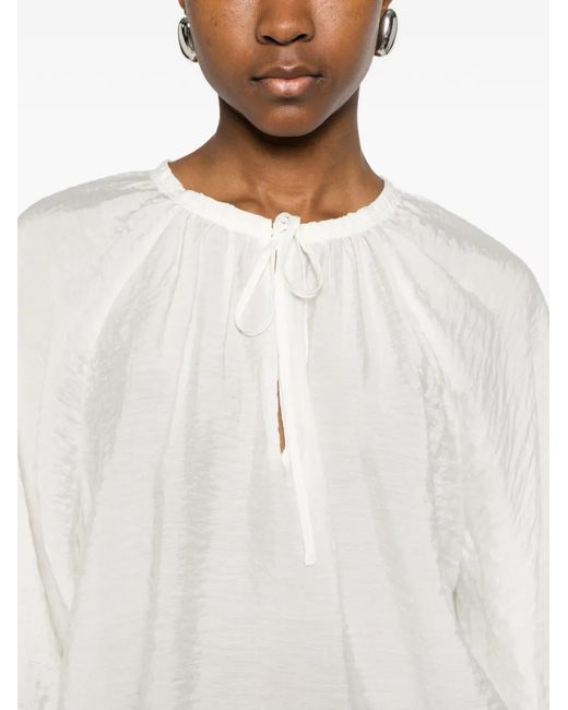 Samsøe & Samsøe White Samateran Tie-Neckline Blouse