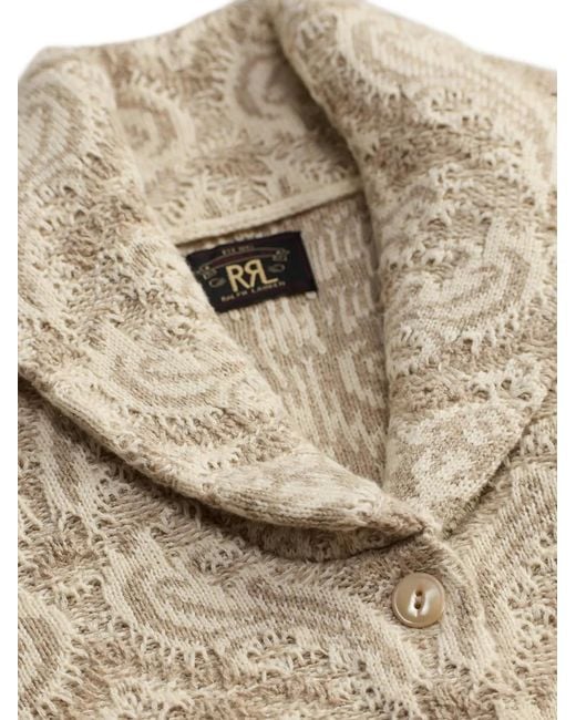 RRL White Patterned Button Cardigan
