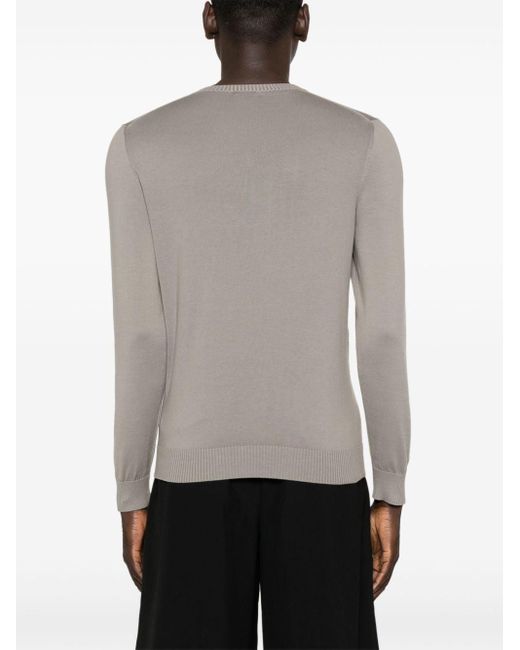 Malo Gray Ribbed Cotton Jumper for men