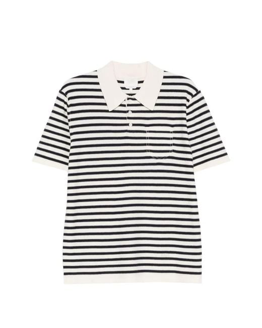 A.P.C. Black Striped Pocket Polo Shirt for men