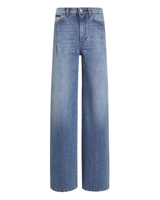 Dolce & Gabbana Blue Pleat-Detail Jeans
