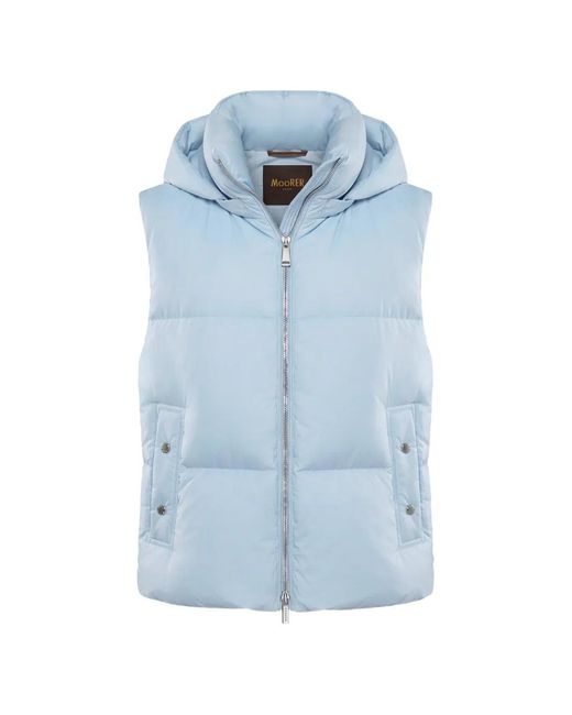 Moorer Blue Quilted Hooded Gilet