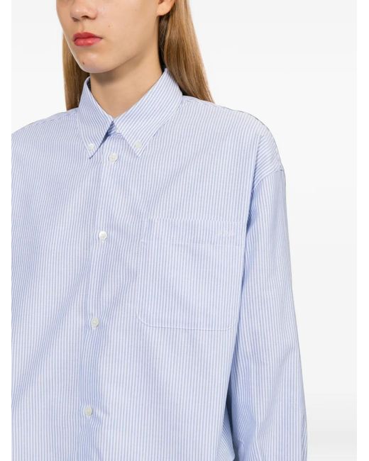 A.P.C. White Striped Cropped Shirt