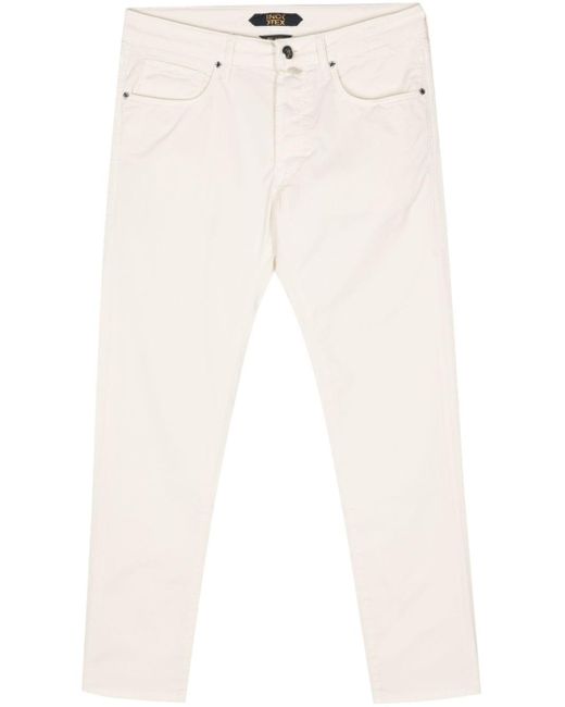 Incotex White Logo-patch Tapered Trousers for men