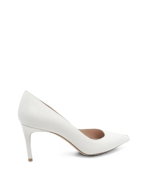 Stuart Weitzman White Stuart Power Pointed-Toe Pumps