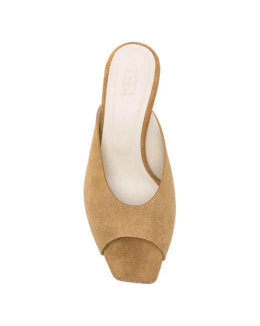 Tela Natural Square-Toe Sandals