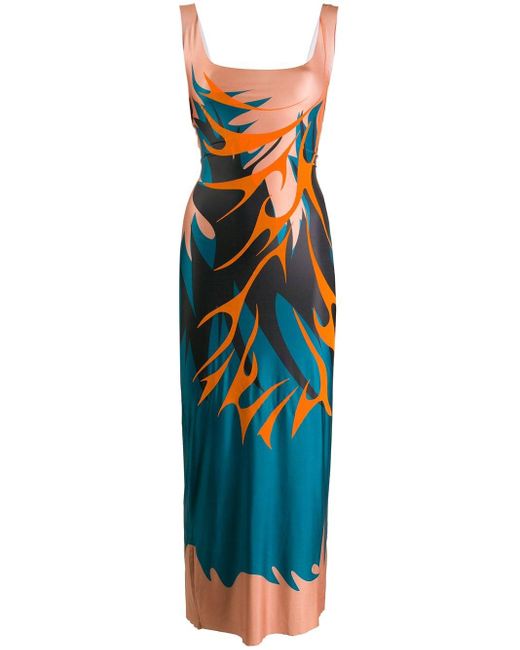 Maisie Wilen Blue Abstract-print Slip Dress