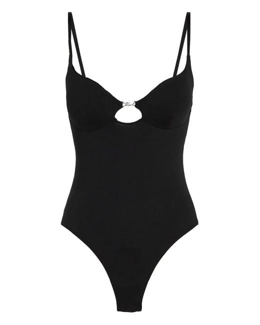 Karl Lagerfeld Black Cut-Out Bodysuit