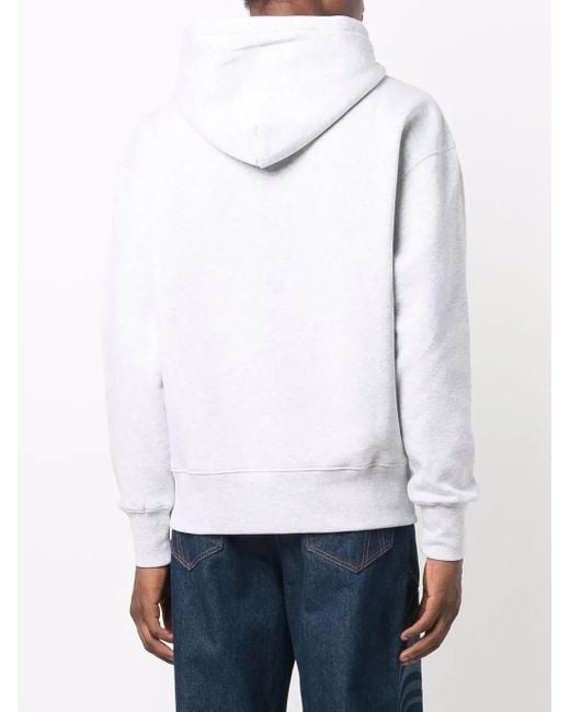 MSGM White Logo-Print Cotton Hoodie for men