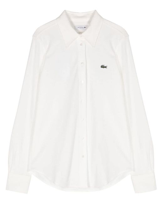 Camisa de piqué con parche del logo Lacoste de color White