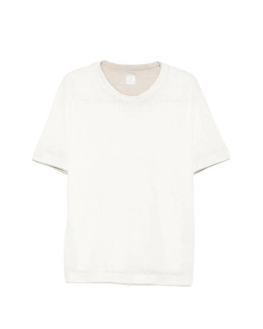 Eleventy White Layered-Detail T-Shirt for men