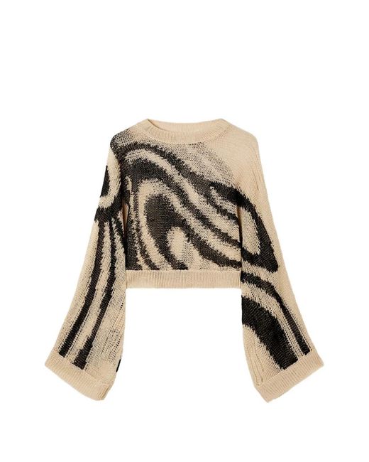 Emilio Pucci White Marmo-Print Open-Knit Sweater