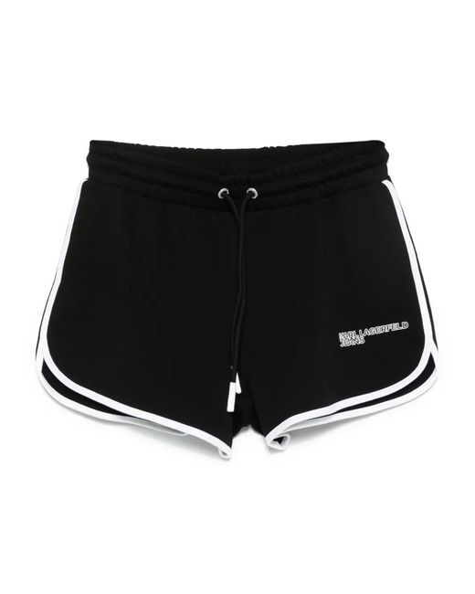 Karl Lagerfeld Black Logo-Print Track Shorts