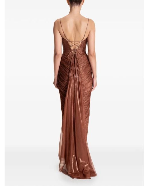 Maria Lucia Hohan Brown Cecilia V-Neck Gown Maxi Dress