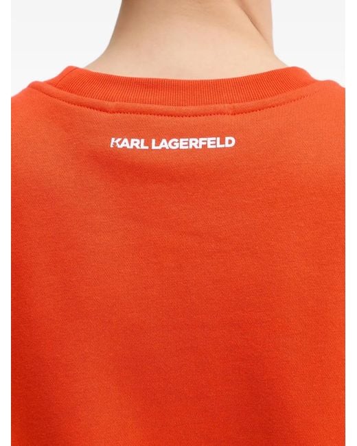 Karl Lagerfeld Orange Graphic-Print Crew-Neck Sweater