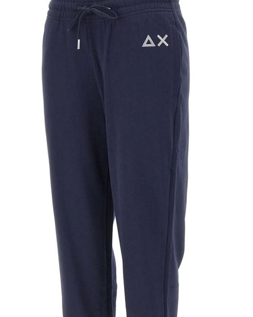 Sun 68 Blue Drawstring Logo-Detail Track Pants