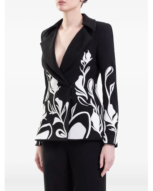 Saiid Kobeisy Black Laser Cut Tailored Suit