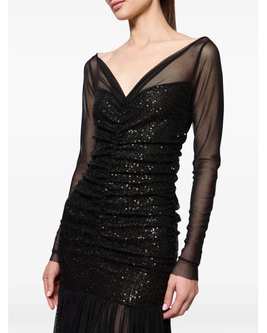Atu Body Couture Black Sequin-Embellished Maxi Dress