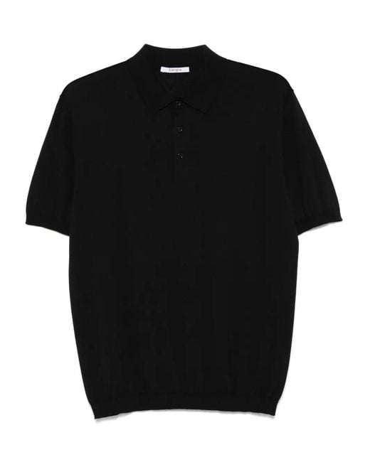 Kangra Black Fine-Ribbed Polo Shirt for men
