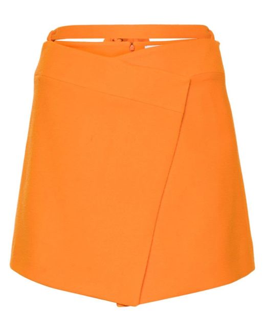Patou Orange Crepe Wrap Mini Skirt