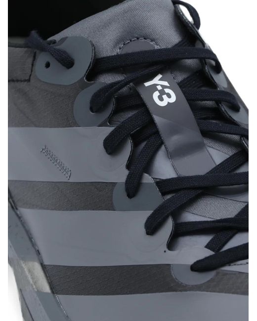 Y-3 Gray Signature-Print Sneakers for men