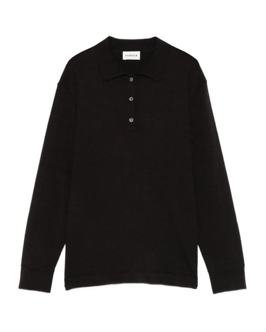 P.A.R.O.S.H. Black Long-Sleeve Polo Top