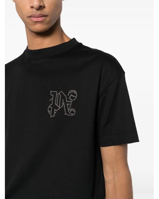 Palm Angels Black Crew Neck Logo T-Shirt for men