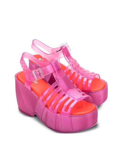 Melissa Pink Platform Cage Sandals