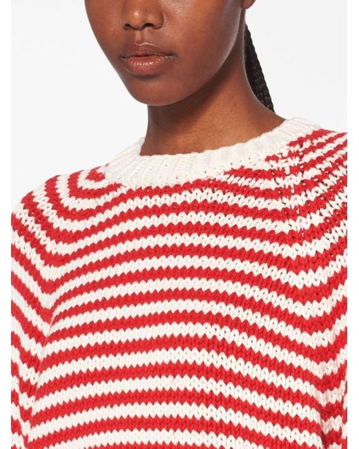 Miu Miu Red Stripe-print Knitted Jumper