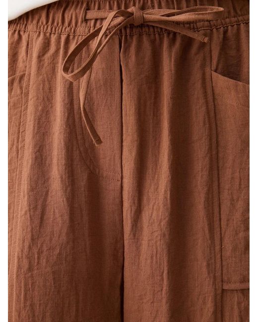 Benetton Brown Drawstring-Waist Straight-Leg Cropped Trousers