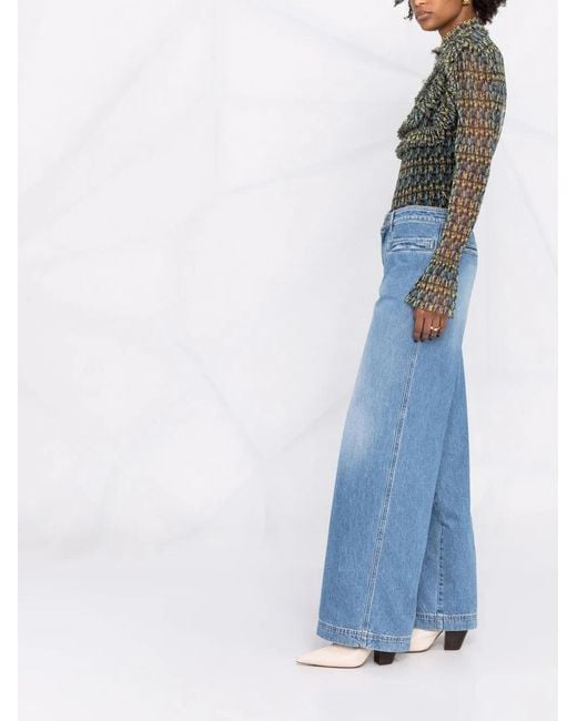 Philosophy Di Lorenzo Serafini Blue Pressed-Crease Wide-Leg Jeans