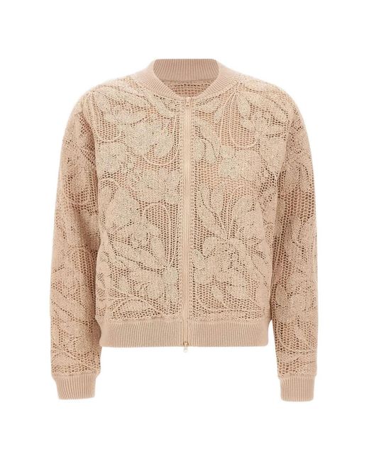 Kangra Natural Floral Embroidery Zip Bomber Jacket