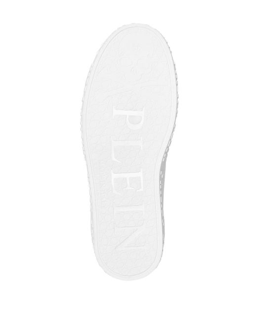 Philipp Plein White Low-top Lace-up Leather Sneakers