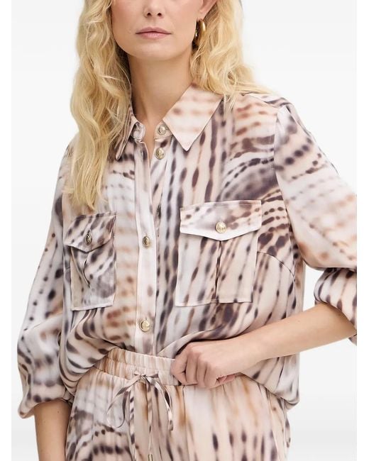 Guess Natural Abstract-Print Button-Down Shirt