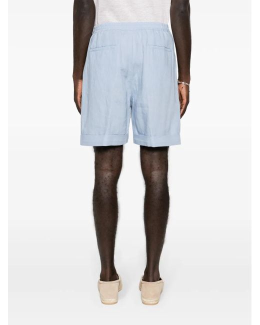 Shorts Con Trama Armatura di Canali in Blue da Uomo