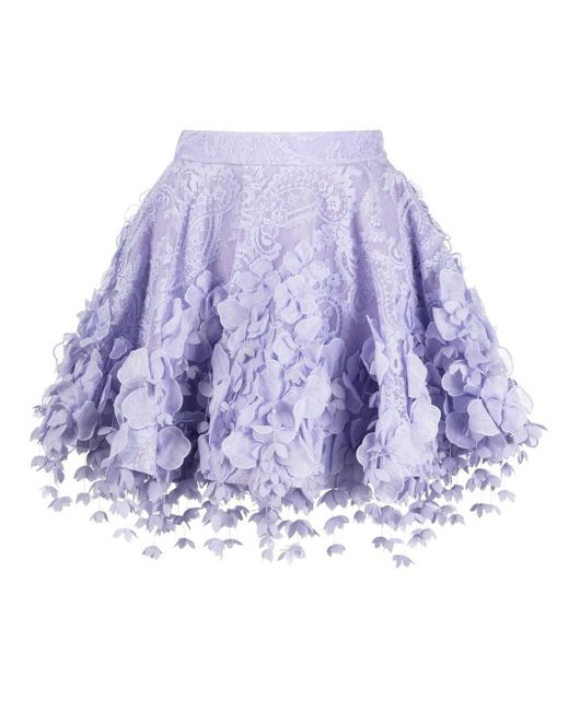 Zimmermann Purple High Tide Lace Mini Skirt