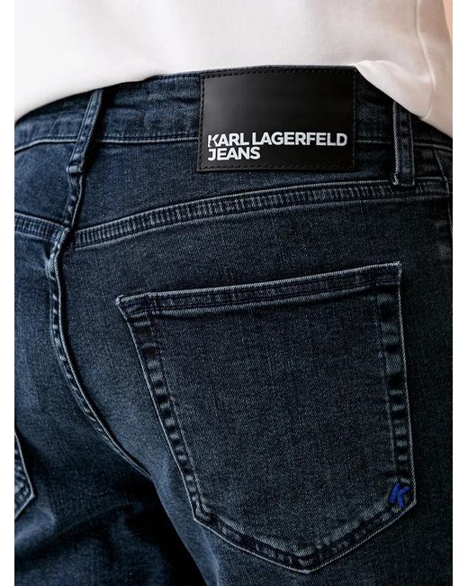Karl Lagerfeld Blue Logo-Patch Straight-Leg Jeans for men