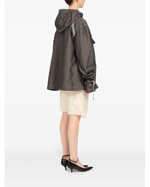 Maison Margiela Gray Hooded Drawstring-Waist Denim Jacket