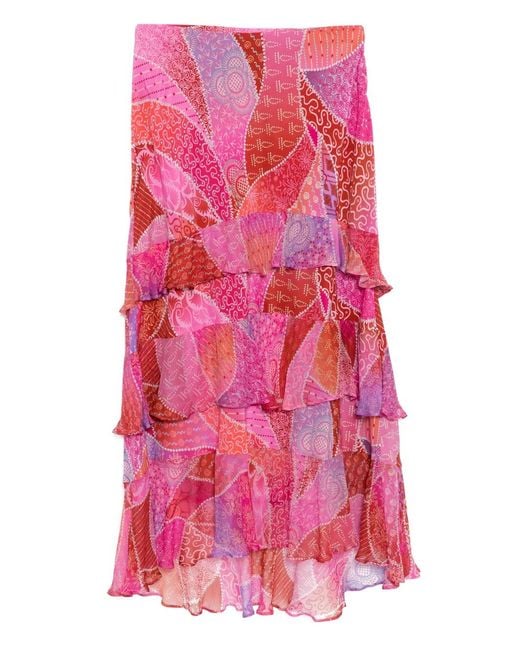 Rixo Pink Ls Preslee Ibiza Night Skirt